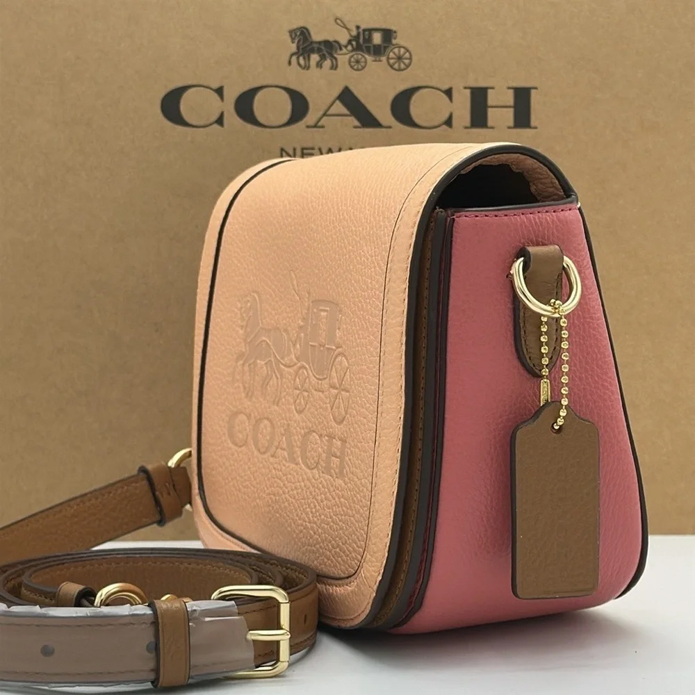 Coach C9130 Saddle Bag Horse & Carriage Colorblock Leather Faded Blush Pink NWT